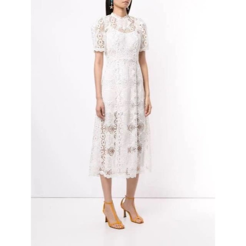 Alice McCall Diamond Veins Lace Midi Dress in White size 2